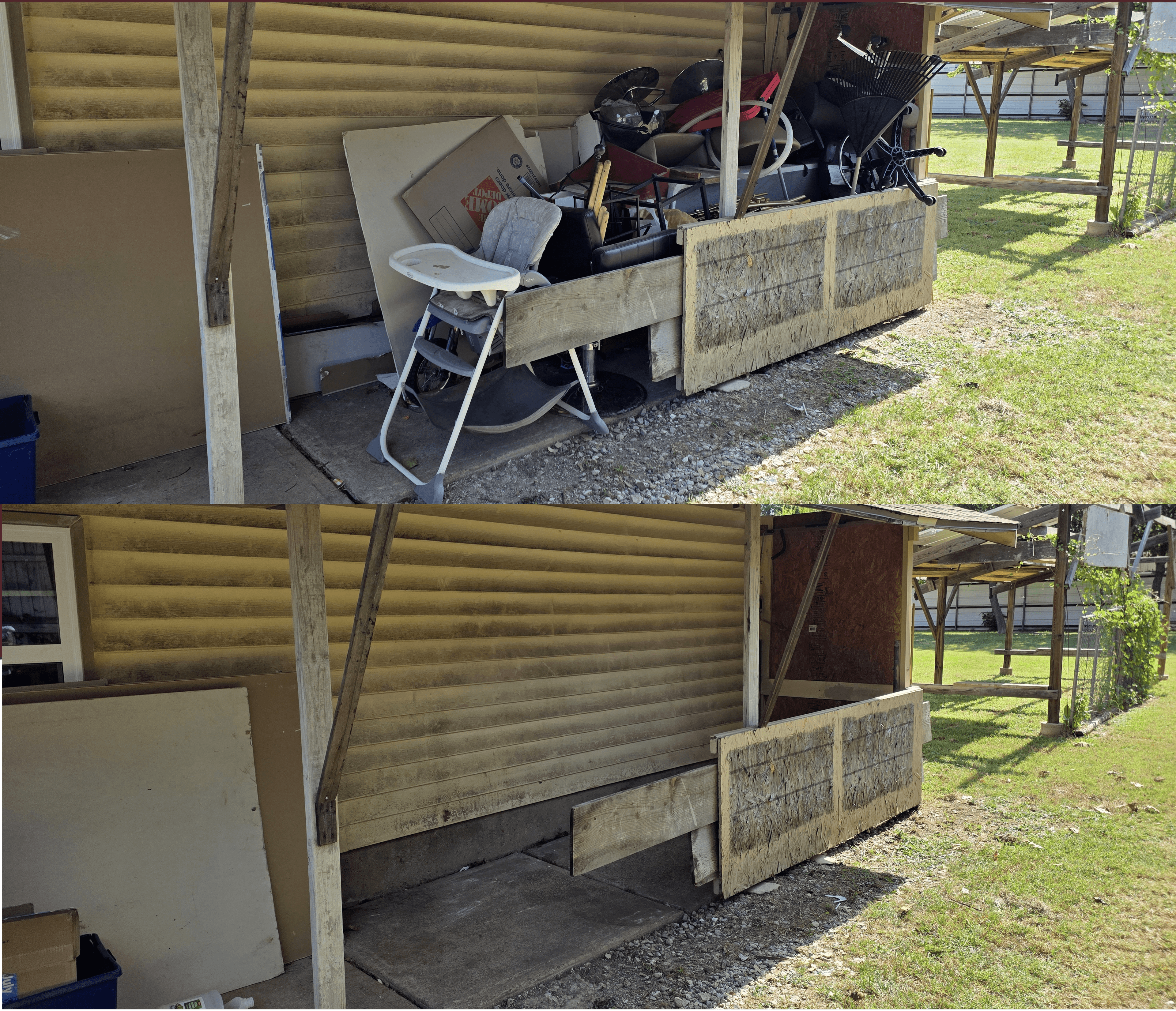 Junk pile before and after